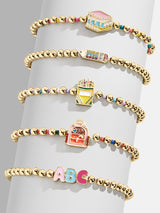 BaubleBar Hit The Books Kids' Pisa Bracelet Set - Multi - 
    Five gold beaded stretch bracelets
  
