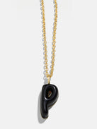 Mini Bubble Initial Enamel Necklace - Black