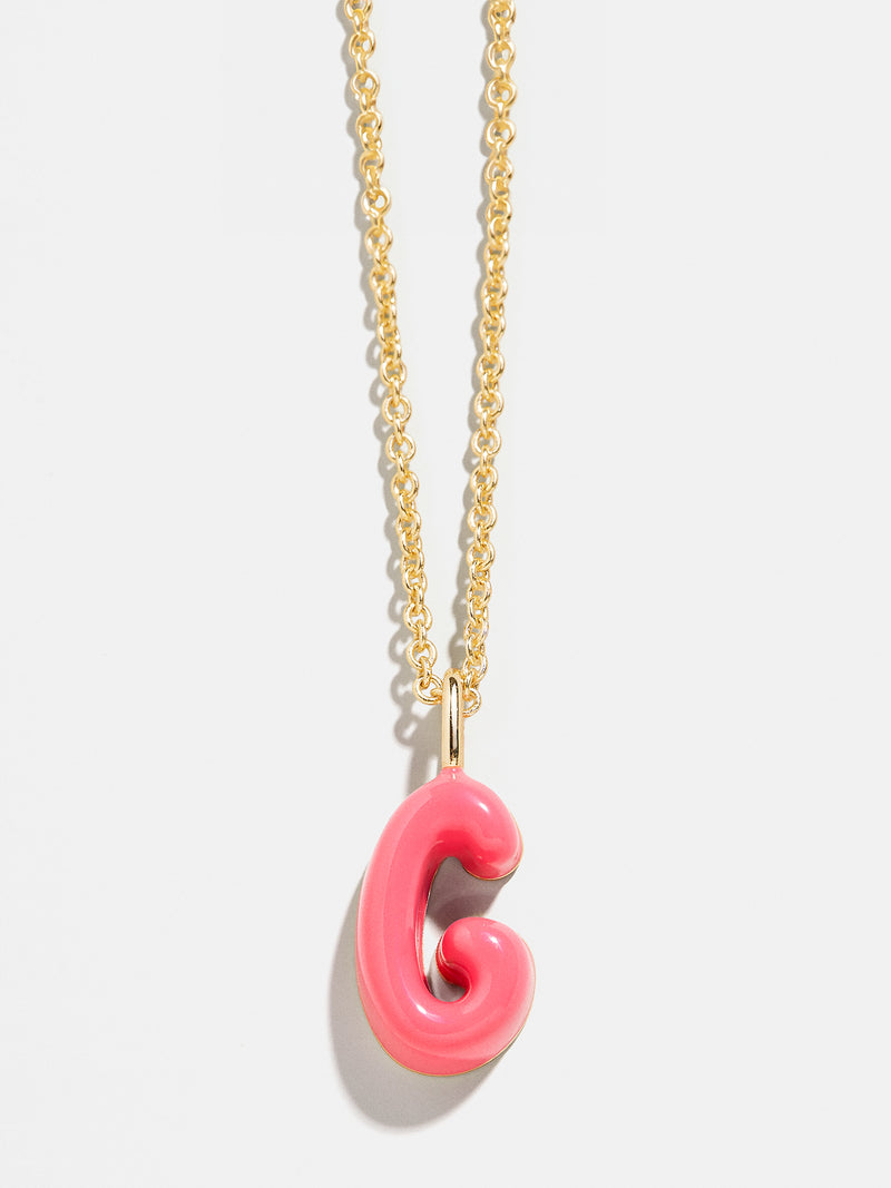 Mini Bubble Initial Necklace - Coral