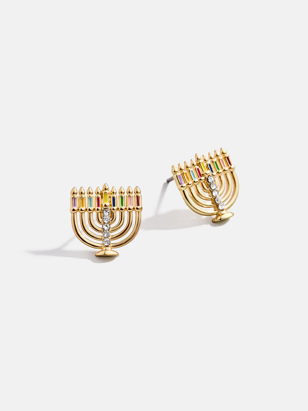 Shine Bright Earrings - Menorah Delicate Stud Earrings