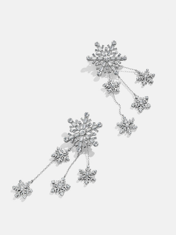 Best In Snow Earrings - Silver Snowflake Drop Earrings