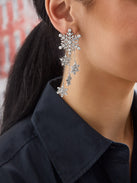 Best In Snow Earrings - Silver Snowflake Drop Earrings