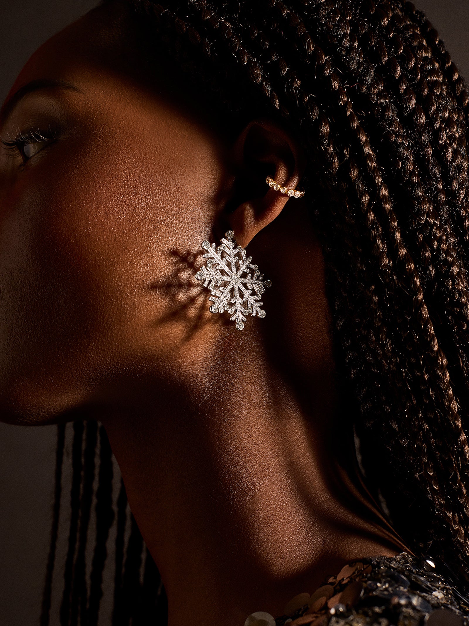 Snowflake Earrings high quality for Women, Christmas Snowflake Earrings, Holidays Jewelry Gift, Silver Statement Dangle Earrings, Christmas Gift for Her.