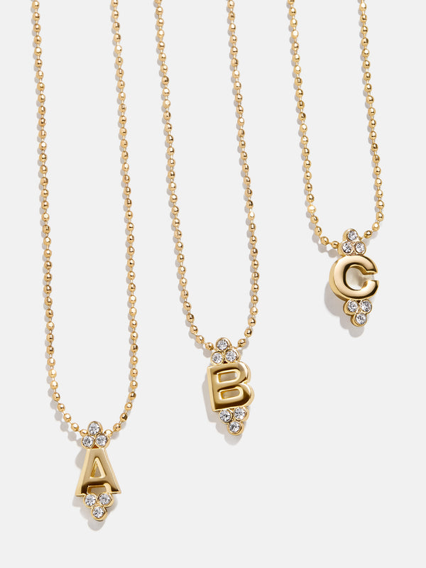 Initial Triad Necklace - Clear/Gold