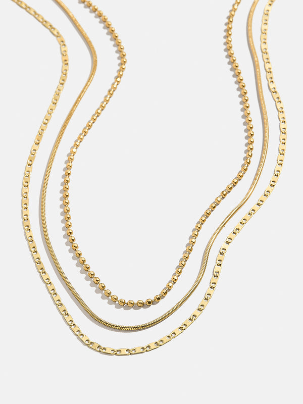 Anita Waterproof Necklace Set - Gold/Pavé