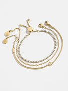 Catherine Waterproof Bracelet Set - Gold/Pavé