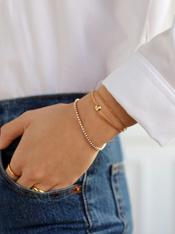 Catherine Waterproof Bracelet Set - Gold/Pavé