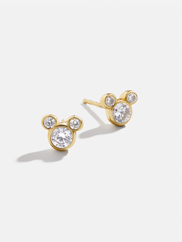 Mickey Mouse Disney 18K Gold Plated Sterling Silver & Cubic Zirconia Studs - Gold/Pavé