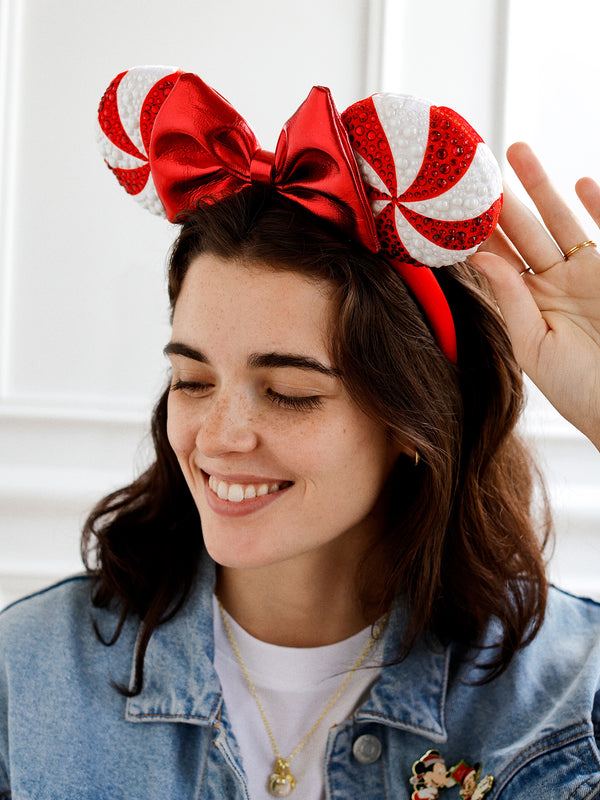 Disney Minnie Mouse Disney Candy Cane Ears Headband - Minnie Mouse Candy Cane Ears Headband