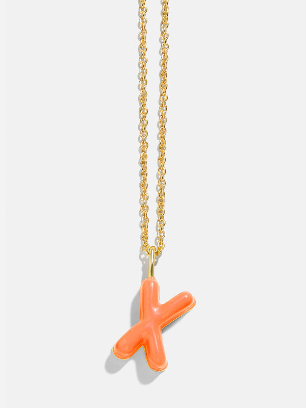 Mini Bubble Initial Necklace - Orange