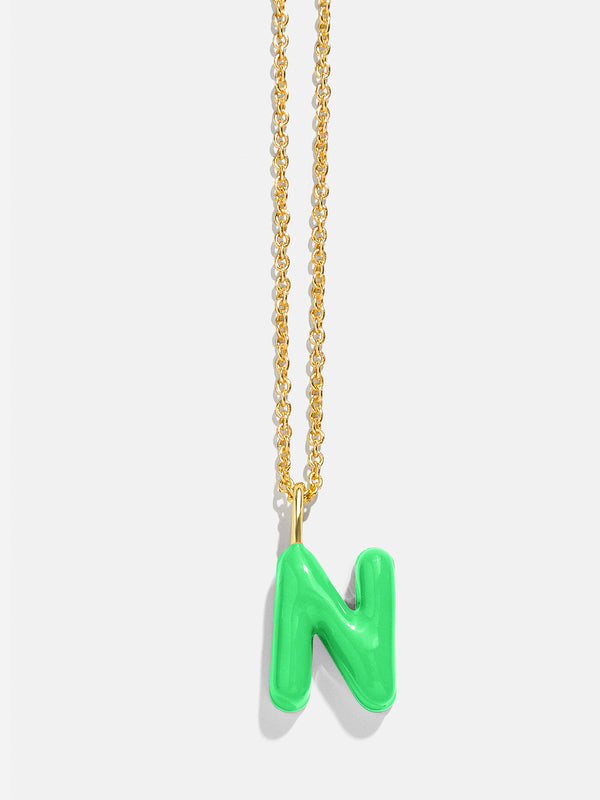 Mini Bubble Initial Necklace - Bright Green