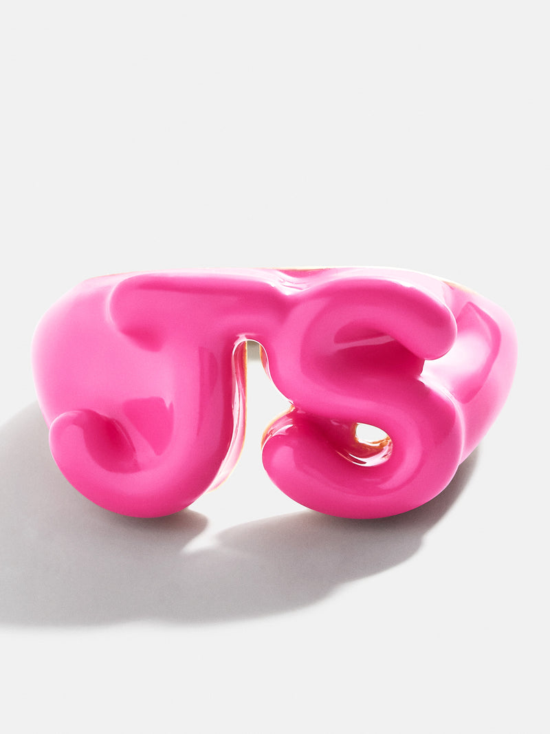 BaubleBar Double Initial Custom Block Ring - Hot Pink - 
    Initial enamel ring
  
