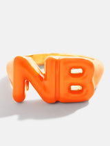 BaubleBar Double Initial Custom Block Ring - Orange - 
    Initial enamel ring
  
