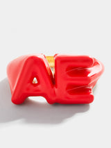 BaubleBar Double Initial Custom Block Ring - Red - 
    Initial enamel ring
  
