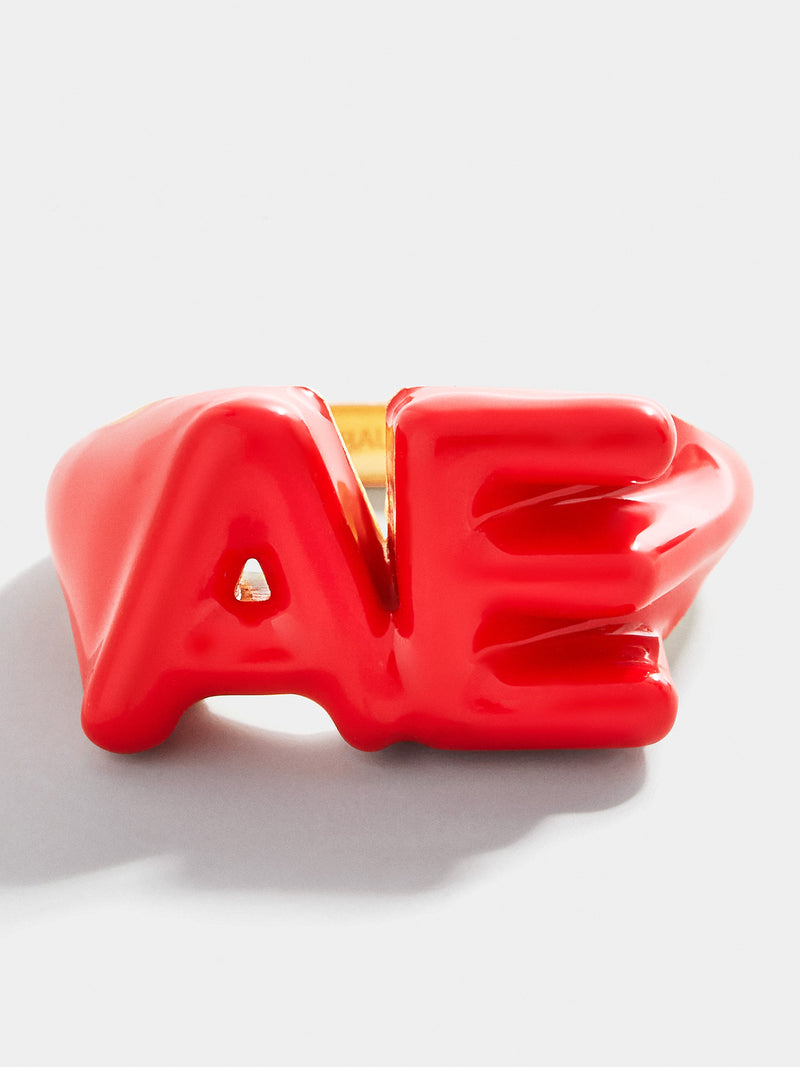 BaubleBar Double Initial Custom Block Ring - Red - 
    Initial enamel ring
  
