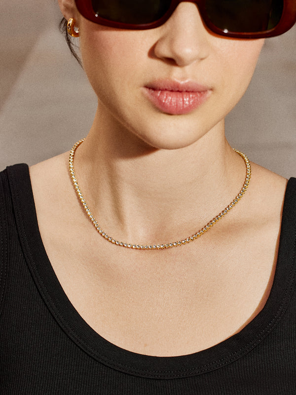 Amanda Tennis Necklace - Clear/Gold