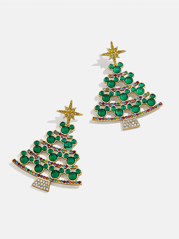 Disney Mickey Mouse Jolly & Pine Earrings - Mickey Mouse Statement Christmas Tree Earrings