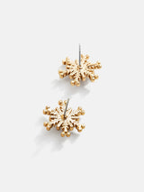 BaubleBar Disney Mickey Mouse White Christmas Snowflake Earrings - Mickey Mouse Gold Snowflake - 
    Mickey Mouse Disney snowflake stud earrings
  
