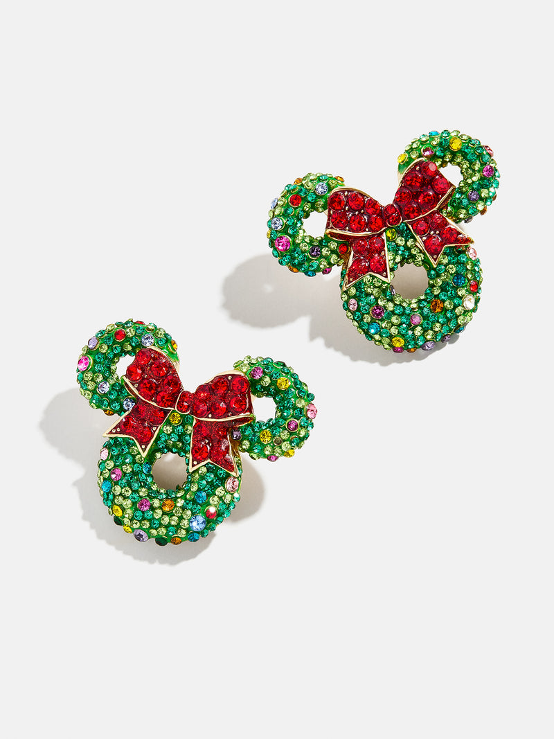 BaubleBar Disney Mickey Mouse Wreath Earrings - Holiday Wreath Statement Earrings - 
    Disney holiday wreath earrings
  
