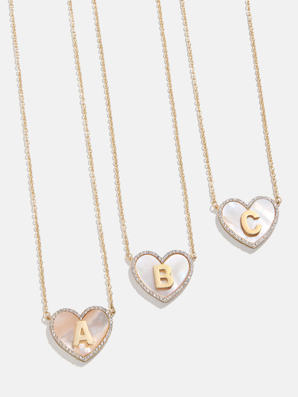 Heart Initial Pendant Necklace - Gold/Pavé