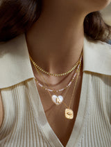 BaubleBar Heart Initial Pendant Necklace - Clear/Gold - 
    Initial heart necklace
  
