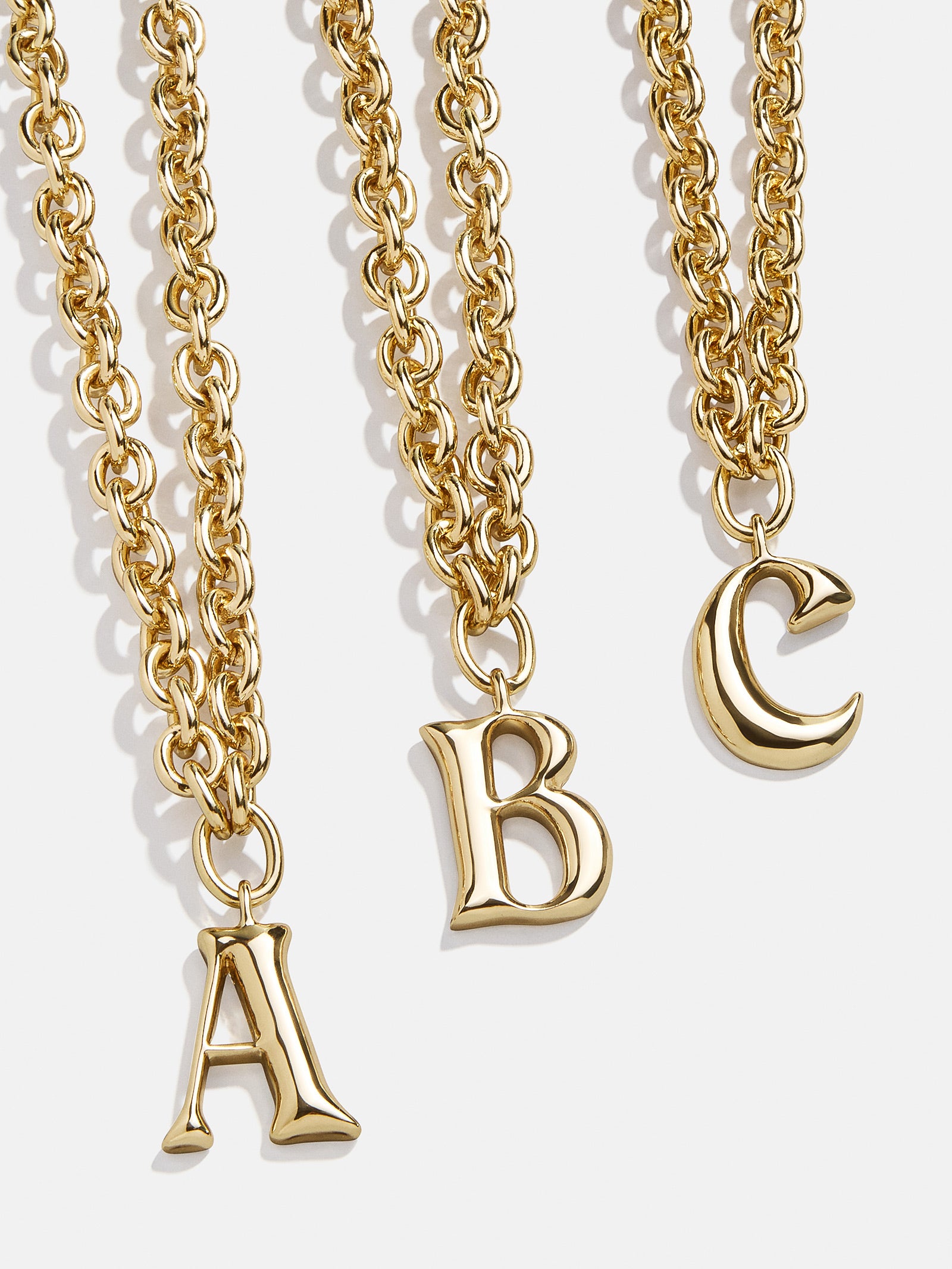 Chunky Charm Initial Necklace - Gold