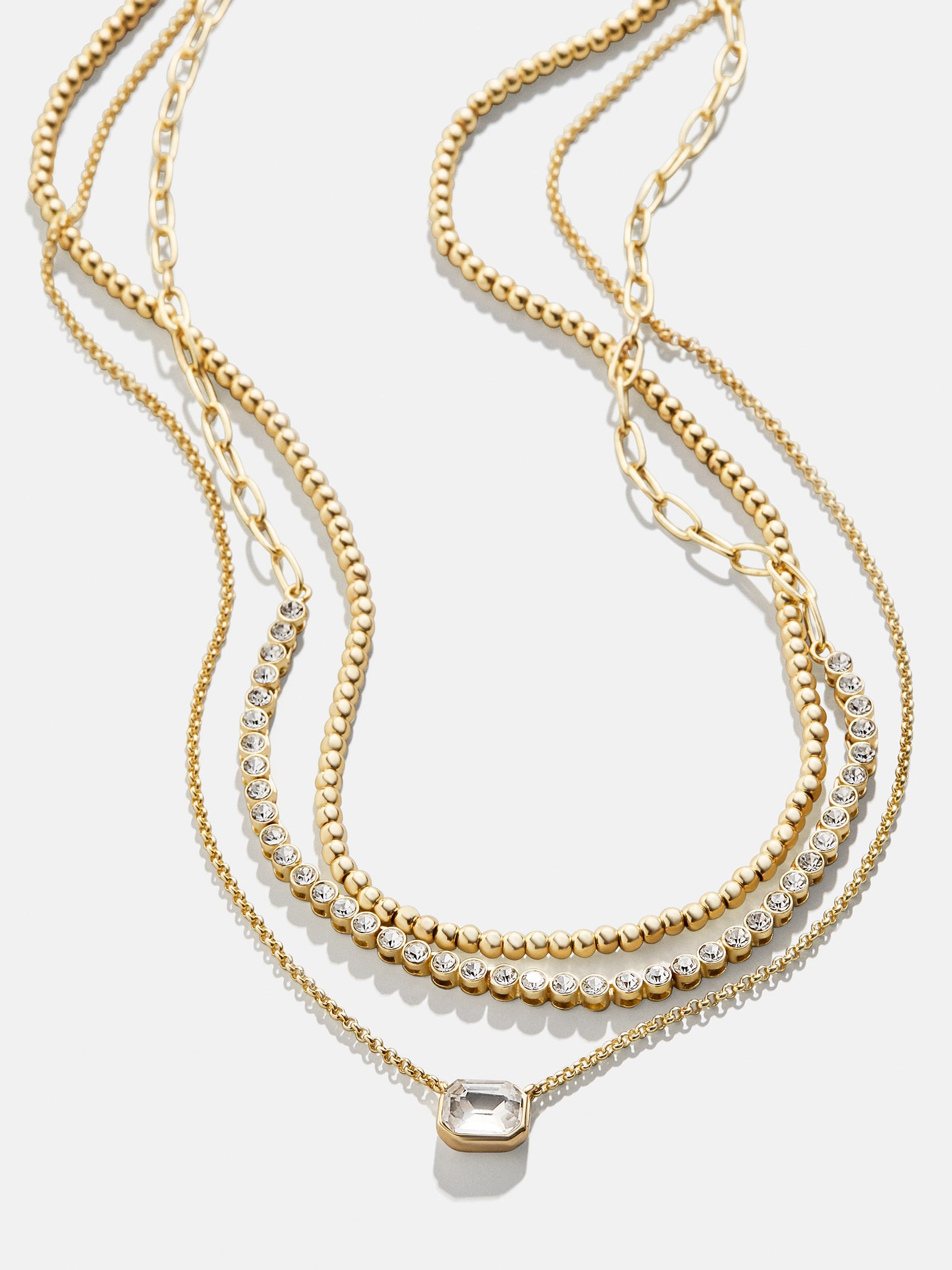 Kenna Layered Necklace - Clear/Gold