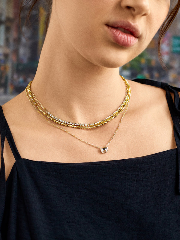 Kenna Layered Necklace - Clear/Gold