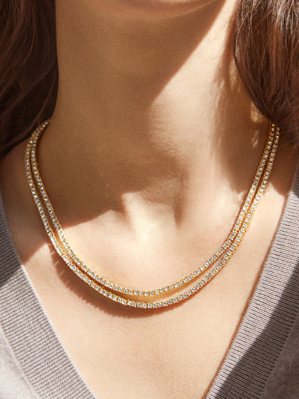 Becca Layered Tennis Necklace - Clear/Gold