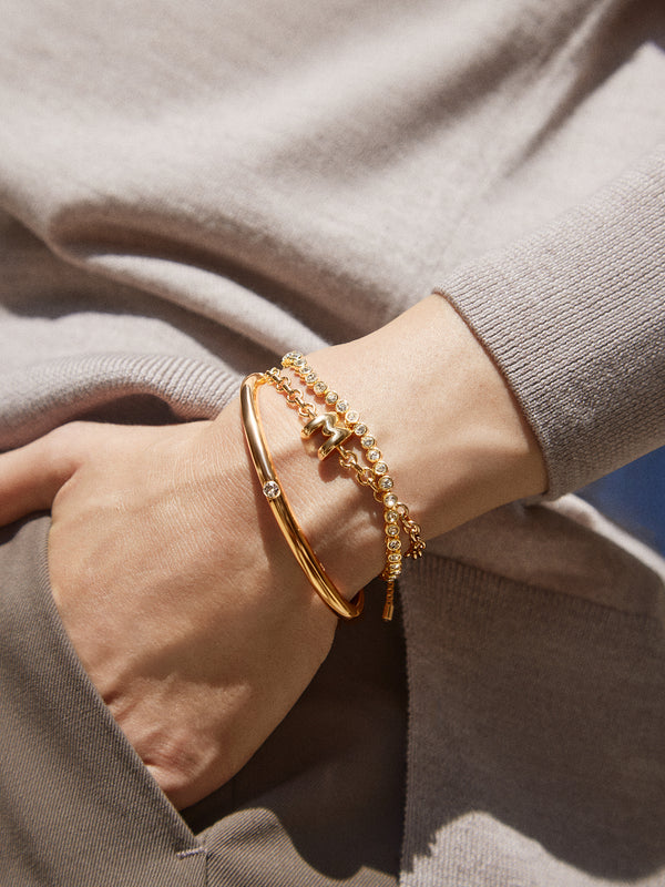 Chunky Chain Initial Bracelet - Gold