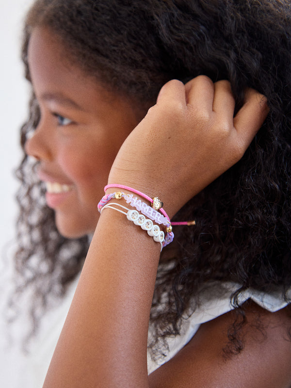 Kids' Custom Acrylic Nameplate Bracelet - Translucent Pink