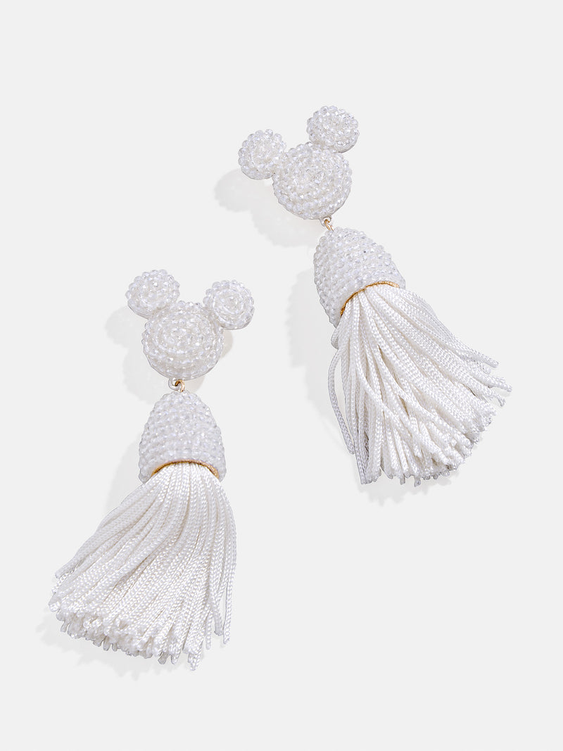 Disney Mickey Mouse Tassel Earrings - White