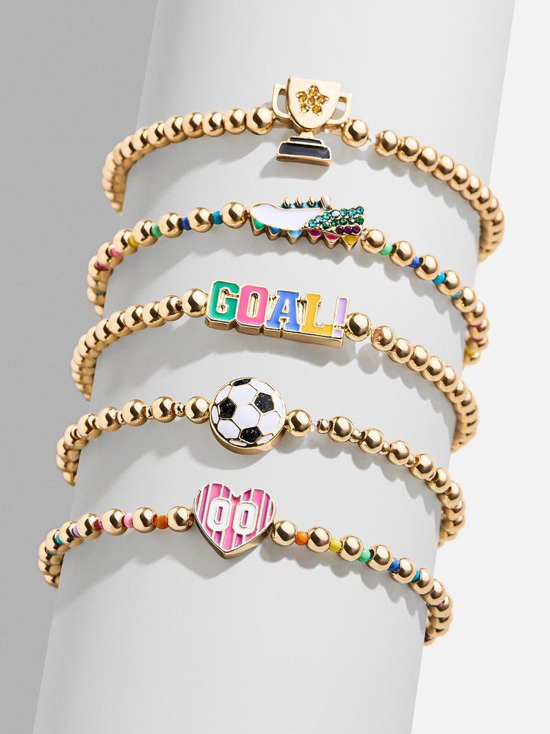 BaubleBar Just For Kicks Kids' Pisa Bracelet Set - Kids' Soccer Bracelet Set - 
    Five gold beaded stretch bracelets
  
