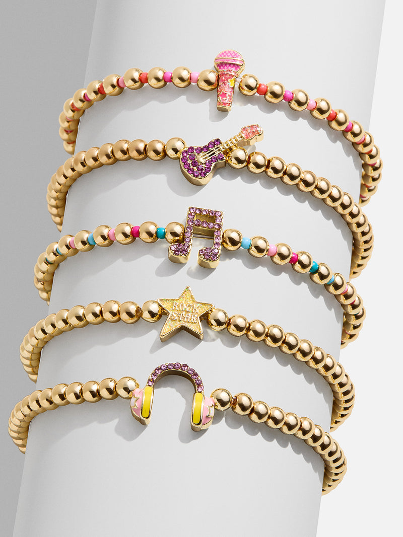 BaubleBar Amped Up Kids' Pisa Bracelet Set - Kids' Music Set - 
    Five gold beaded stretch bracelets
  
