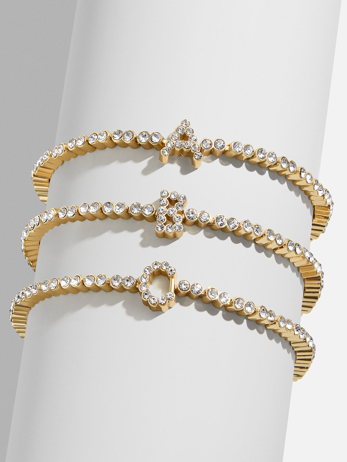 Tennis Initial Bracelet - Clear/Gold