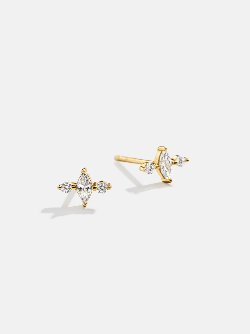 Serene 18K Gold Kids’ Earrings - Gold/Pavé