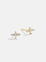 BaubleBar Serene 18K Gold Kids’ Earrings - Gold/Pavé - 
    18K Gold Plated Sterling Silver, Cubic Zirconia Stones
  
