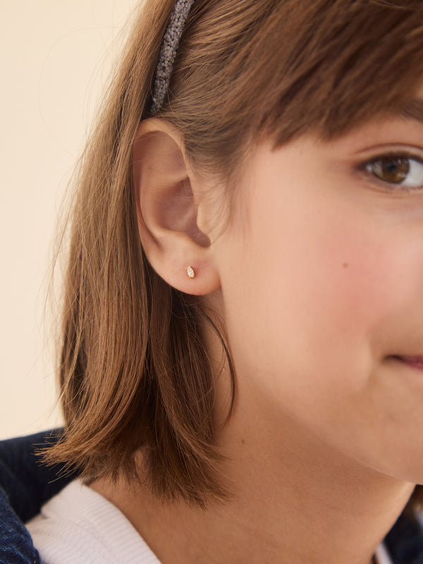 Luna 18K Gold Kids' Earrings - Gold/Pavé