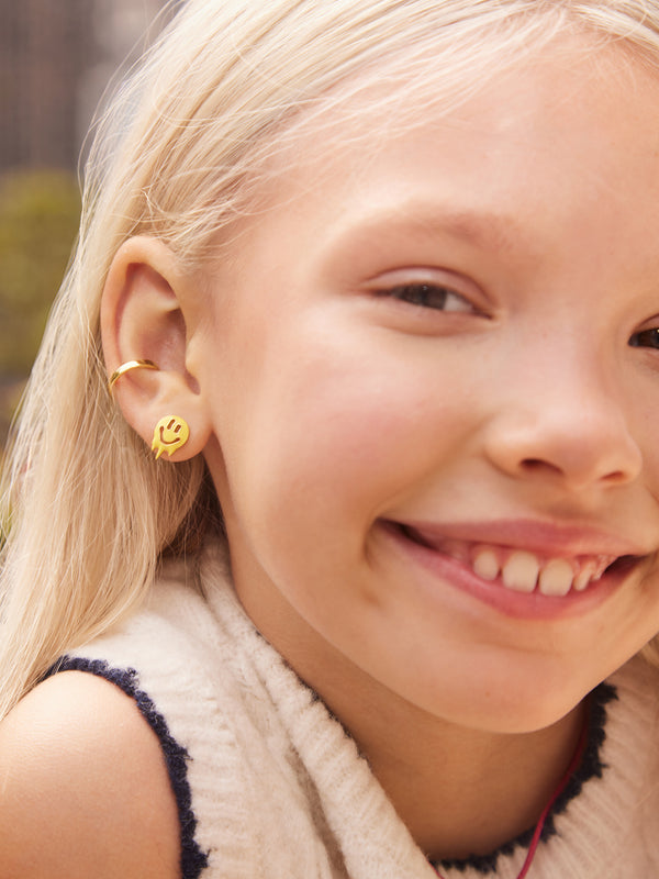 Smile Drip 18K Gold Kids' Earrings - Smiley