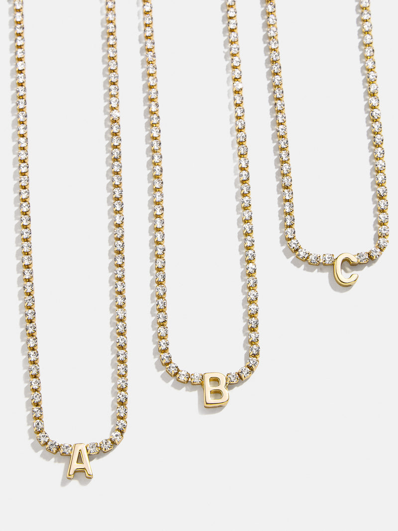 Ruth Initial Tennis Necklace - Gold/Pavé