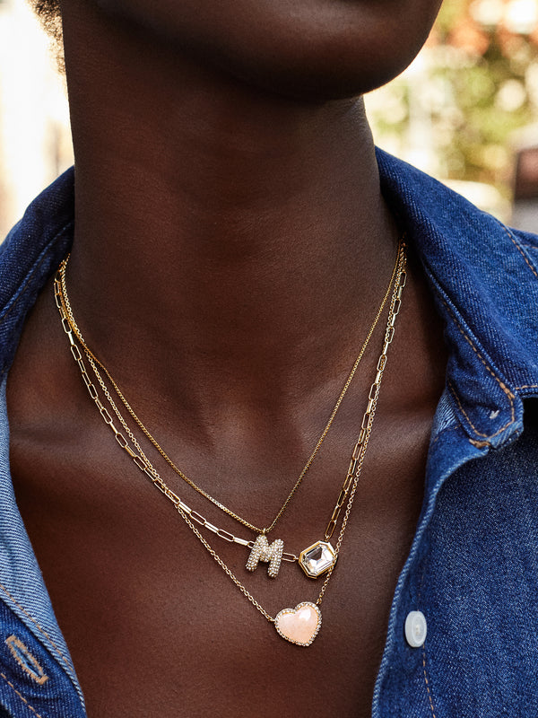 Freya Heart Necklace - Rose Quartz