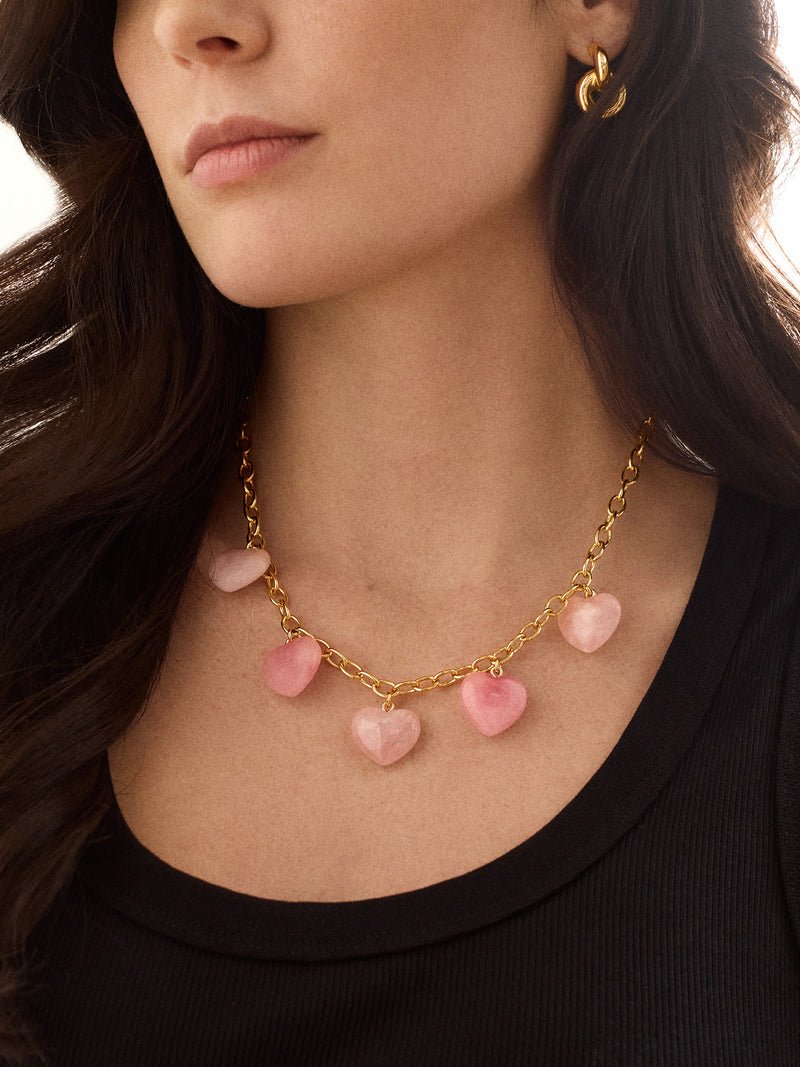 BaubleBar Esme Statement Necklace - Pink - 
    Semi-precious heart necklace
  
