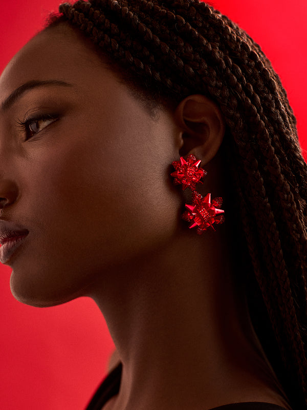 Carol Statement Earrings - Red