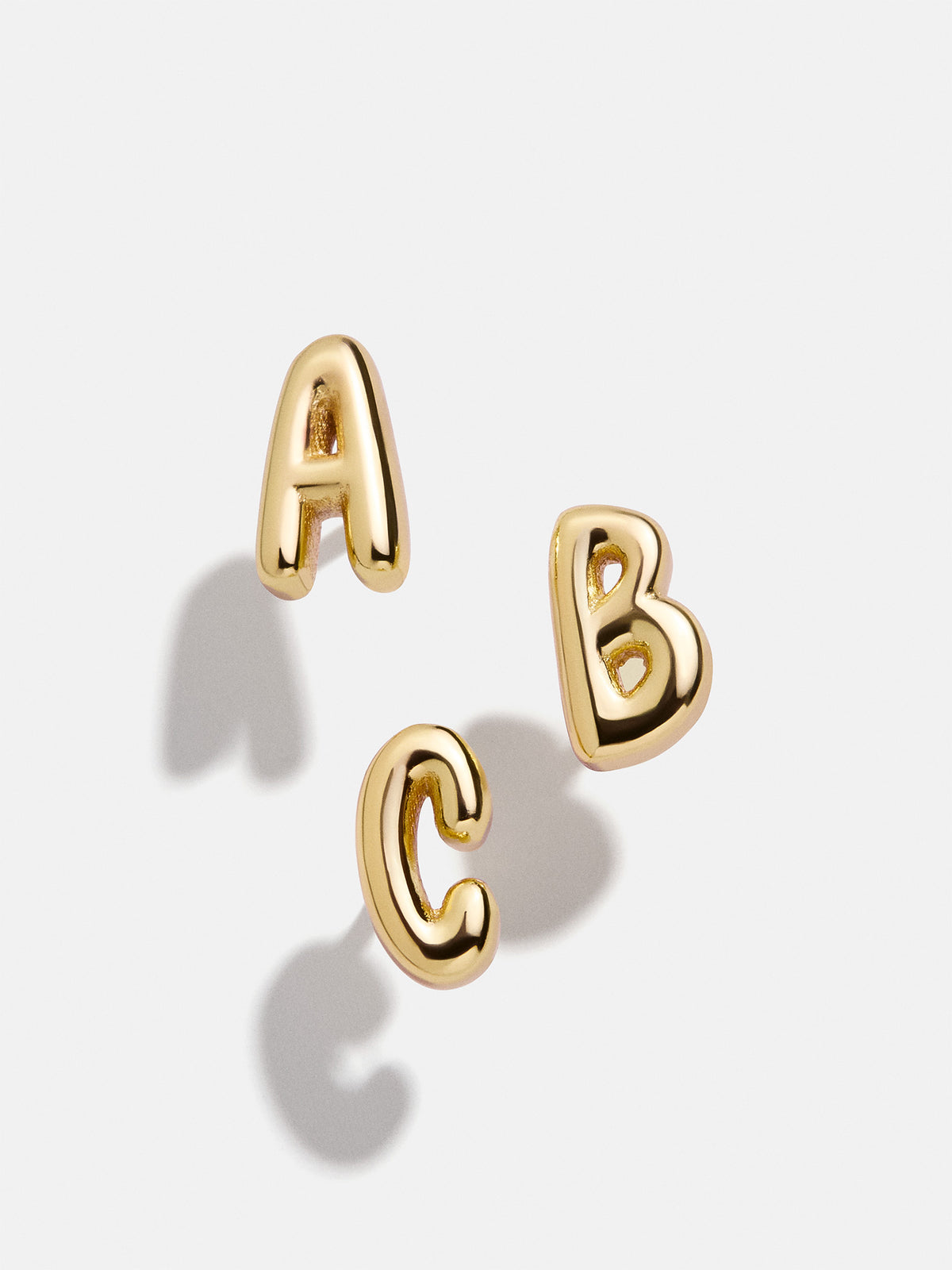 18K Gold Single Bubble Initial Earring - Gold