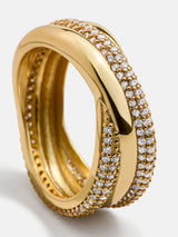 BaubleBar Ramona 18K Gold Ring - Gold/Pavé - 
    18K Gold Plated Sterling Silver, Cubic Zirconia stones
  
