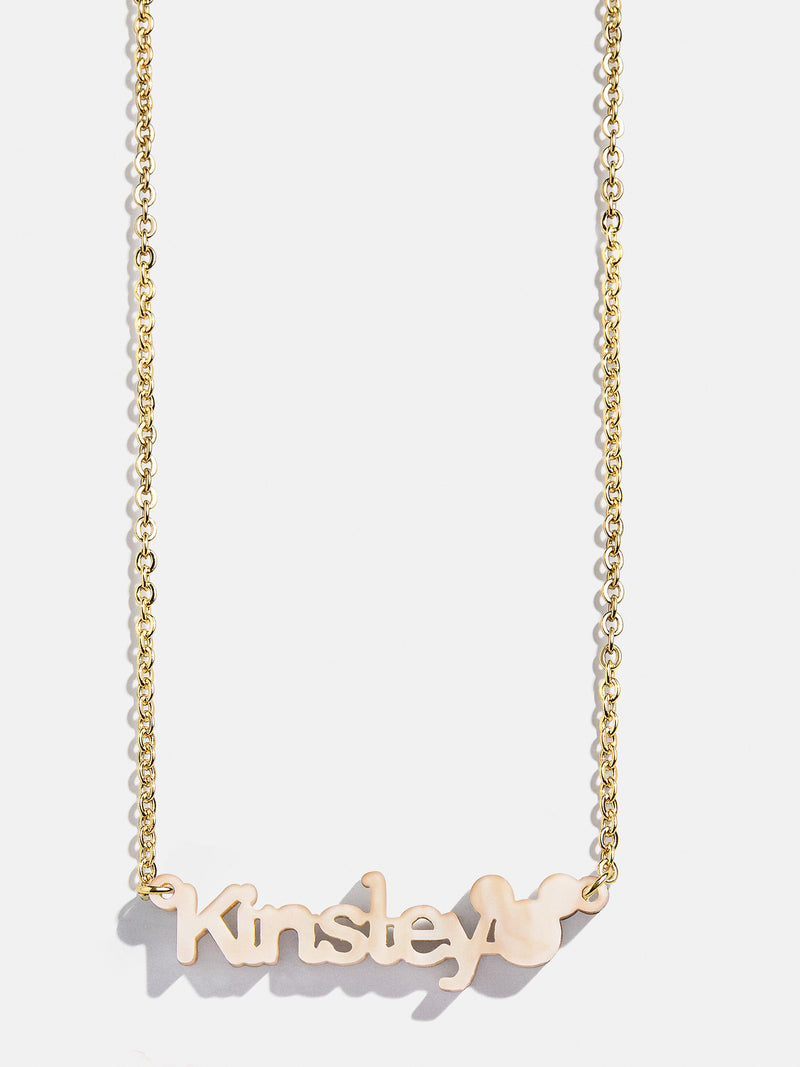 Disney Mickey Mouse Custom Acrylic Nameplate Necklace - Blonde Marble