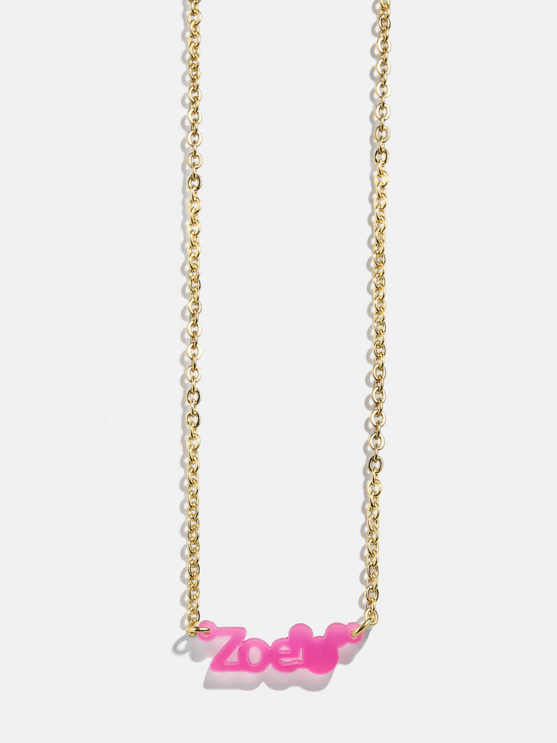 BaubleBar Disney Mickey Mouse Custom Acrylic Nameplate Necklace - Translucent Magenta - 
    Enjoy 20% Off: One week only
  
