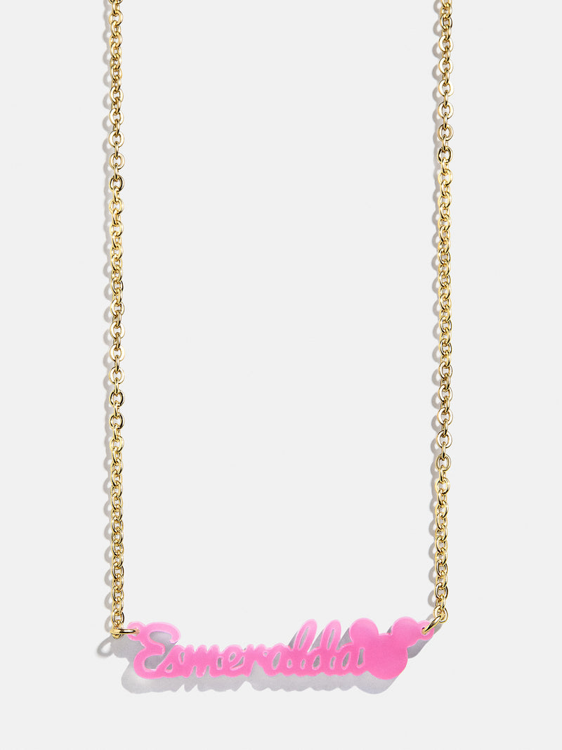 Disney Mickey Mouse Custom Acrylic Nameplate Necklace - Translucent Magenta