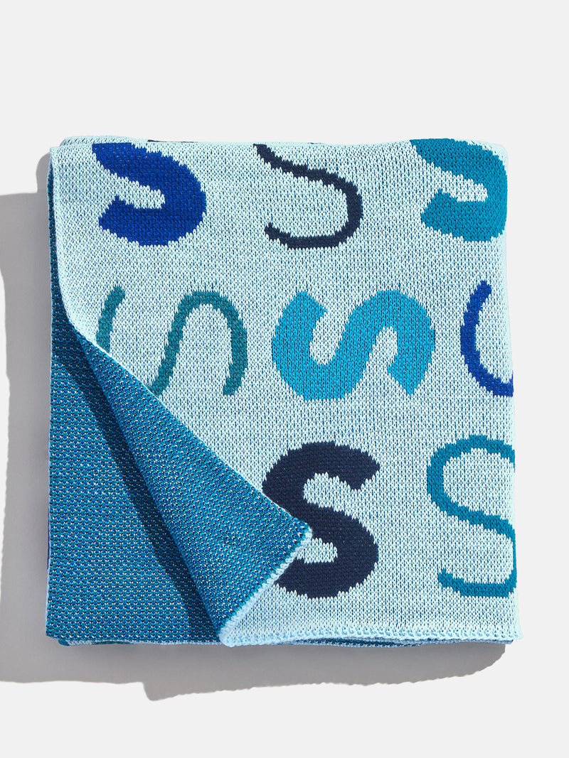 BaubleBar Upside Down & All Around Custom Blanket - Light Blue/Blue - 
    Custom, machine washable blanket in two sizes
  
