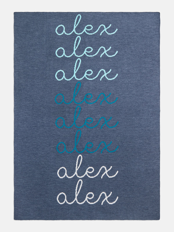 Script Ombre Name Custom Blanket - Light Blue/Blue